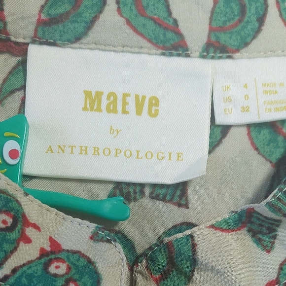 NWOT Anthropologie Maeve Parrot Ruffled  Pleated Puff Sleeve Peplum Top, Size S - Picture 3 of 11